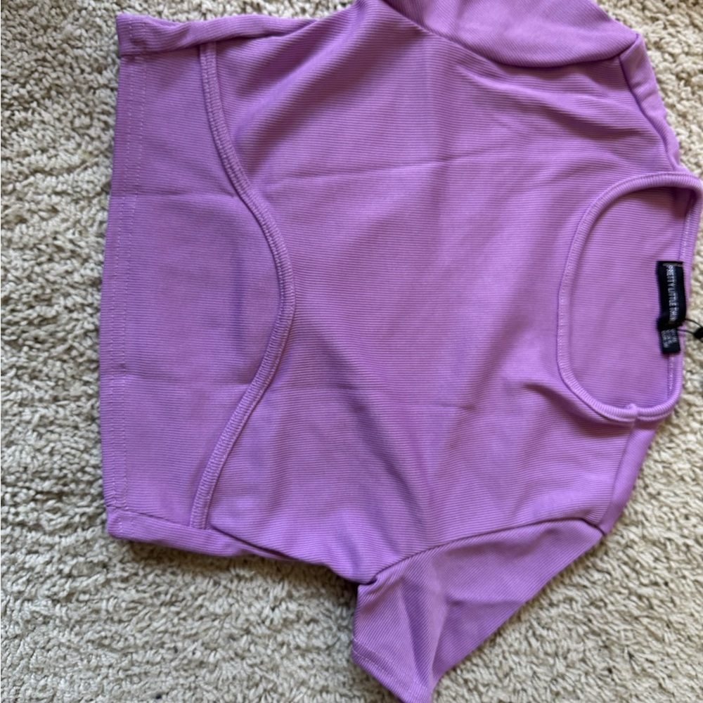 PrettyLittleThing Lilac Ribbed Top